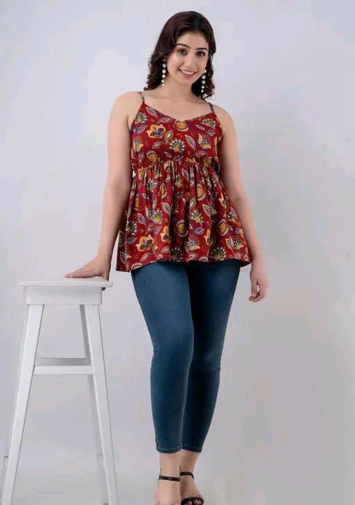 Rayon Embroidered Half Sleeves Tunic/Top For Women