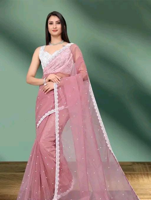 TRENDING NET STONE SAREE