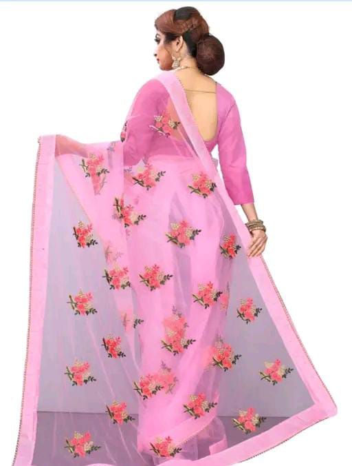 EMBOIDERY WORK NET SAREE
