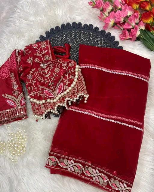 EMBROIDERED NET SAREE
