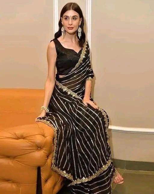 PARTY WEAR GEORGETTE SEQUENCE WORK SAREE