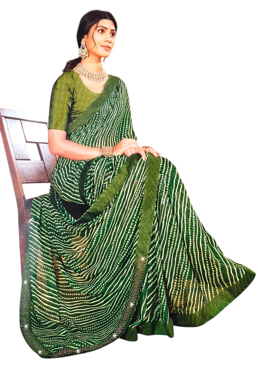 New Luxury Green Light Printed Saree