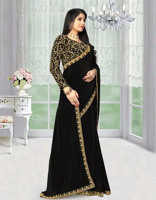 PARTY WEAR WOMEN'S VELVET SAREE