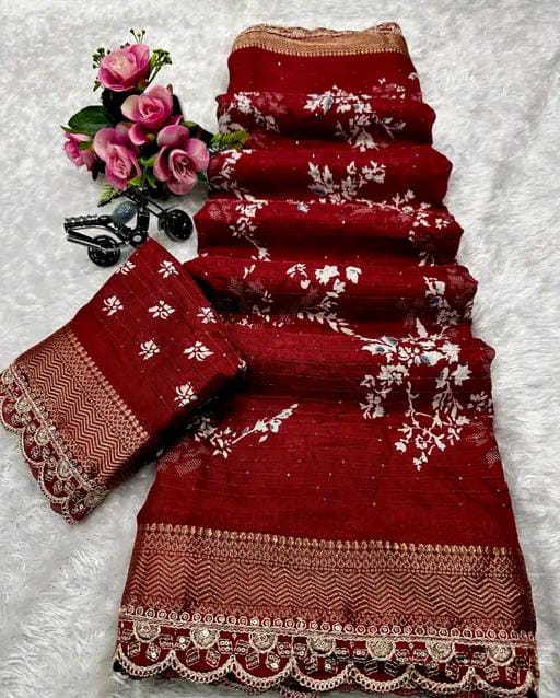 SILK FLOWER PRINT SAREE