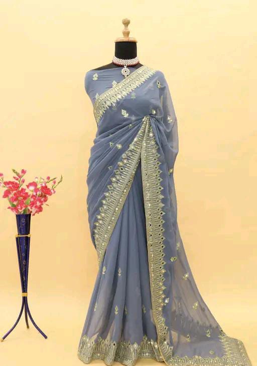EMBROIDERED BOLLYWOOD STYLE GEORGETTE SAREE