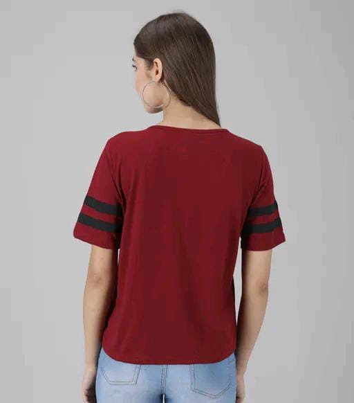 Elizy Women Maroon Plain Cross Neck Top