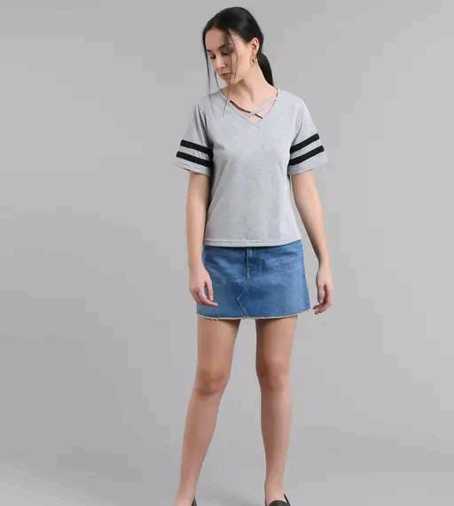 Elizy Women Maroon Plain Cross Neck Top