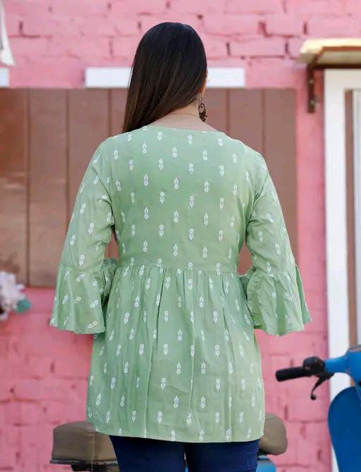 Rayon Embroidered Half Sleeves Tunic/Top For Women