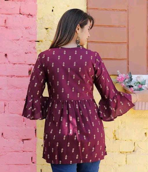 Rayon Embroidered Half Sleeves Tunic/Top For Women