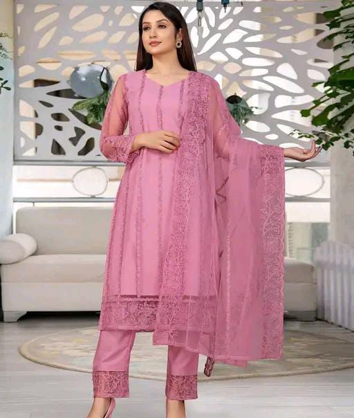 Women Cotton Blend Kurti Set with Dupatta |