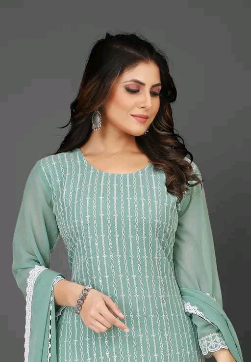 ( EMBROIDERY + FULL INNER ) Kurta sharara and dupatta set