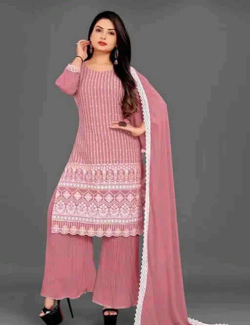 ( EMBROIDERY + FULL INNER ) Kurta sharara and dupatta set