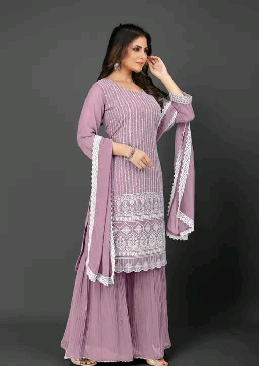 ( EMBROIDERY + FULL INNER ) Kurta sharara and dupatta set