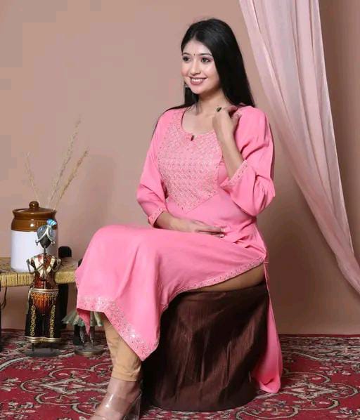 Women Embroidered Straight Kurta