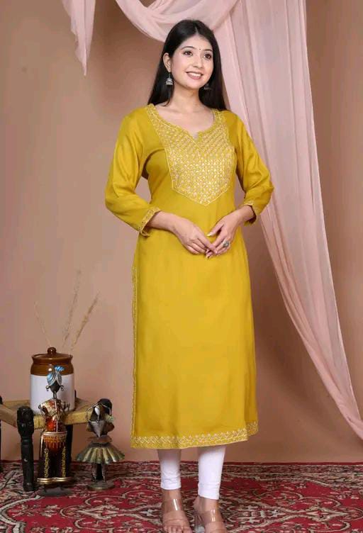 Women Embroidered Straight Kurta