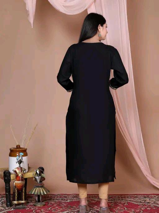 Women Embroidered Straight Kurta