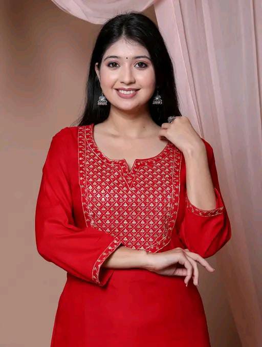 Women Embroidered Straight Kurta