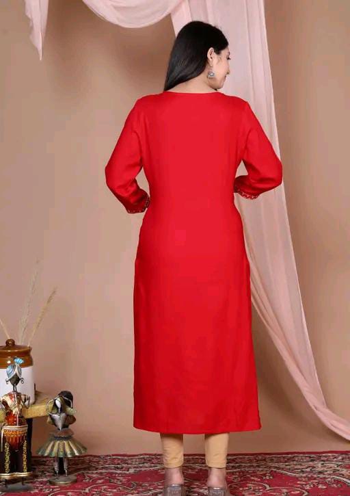 Women Embroidered Straight Kurta