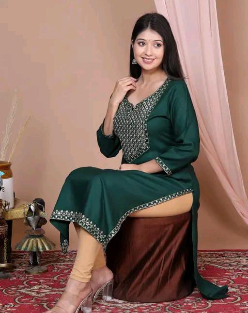 Women Embroidered Straight Kurta