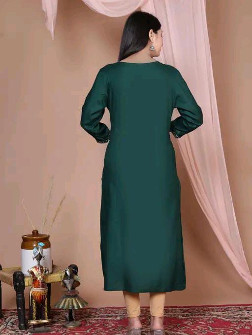 Women Embroidered Straight Kurta