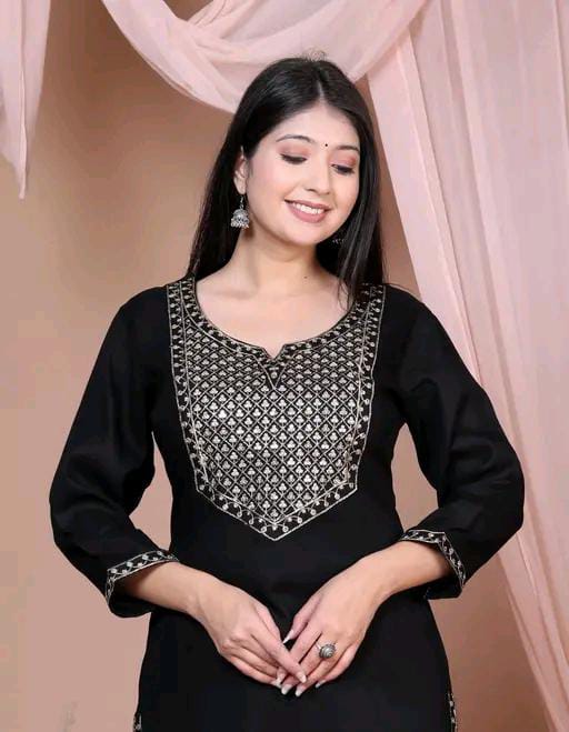 Women Embroidered Straight Kurta