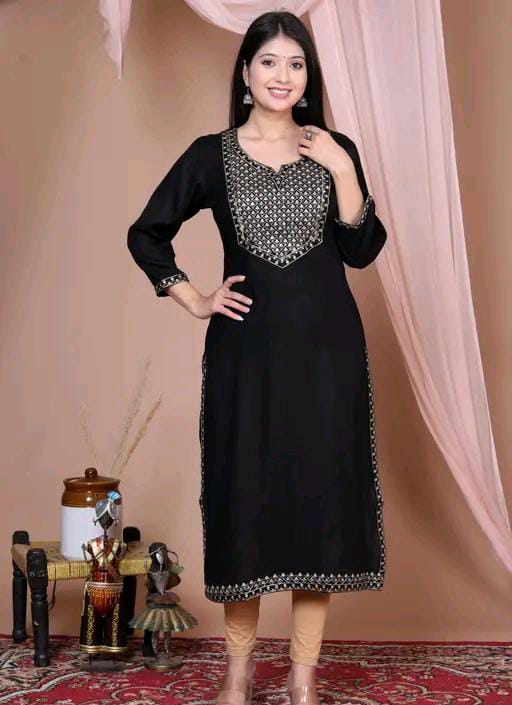 Women Embroidered Straight Kurta