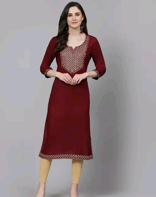 Women Embroidered Straight Kurta
