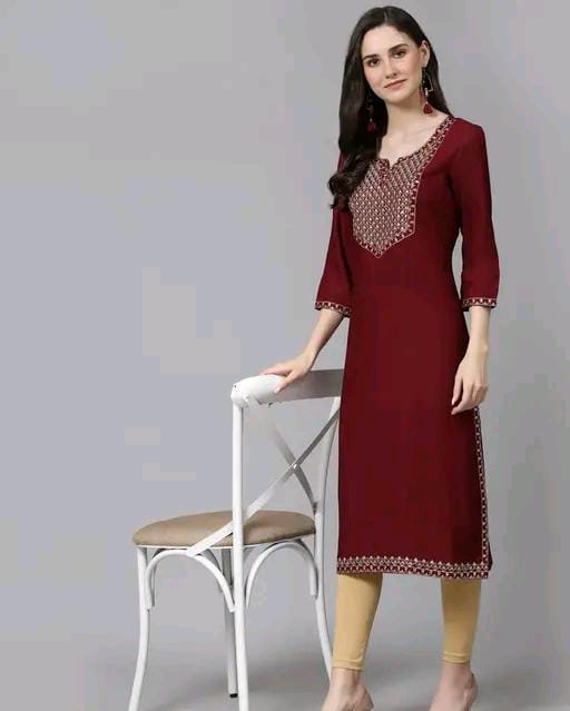 Women Embroidered Straight Kurta