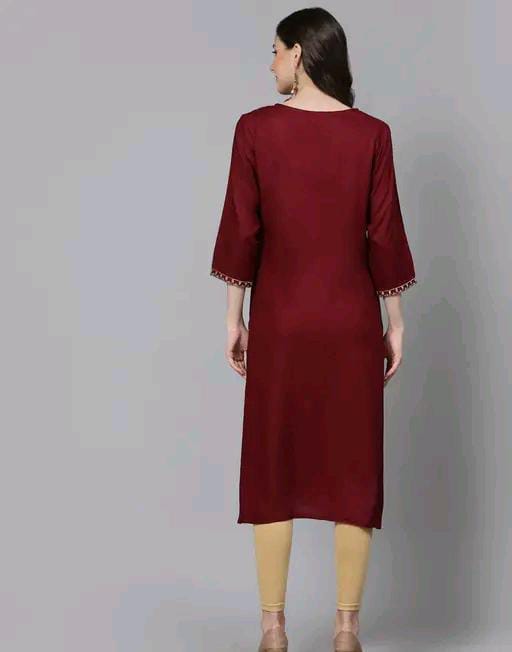 Women Embroidered Straight Kurta