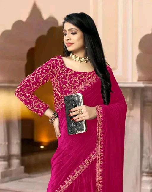 BOLLYWOOD STYLE VELVET SILK SAREE