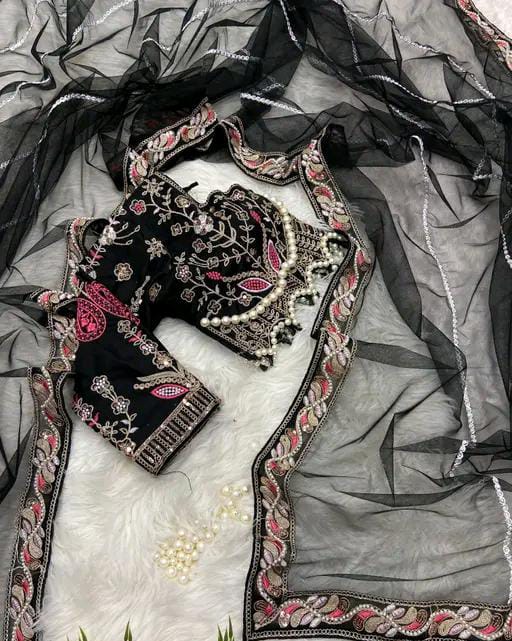 PARTY WEAR EMBROIDERED NET SAREE