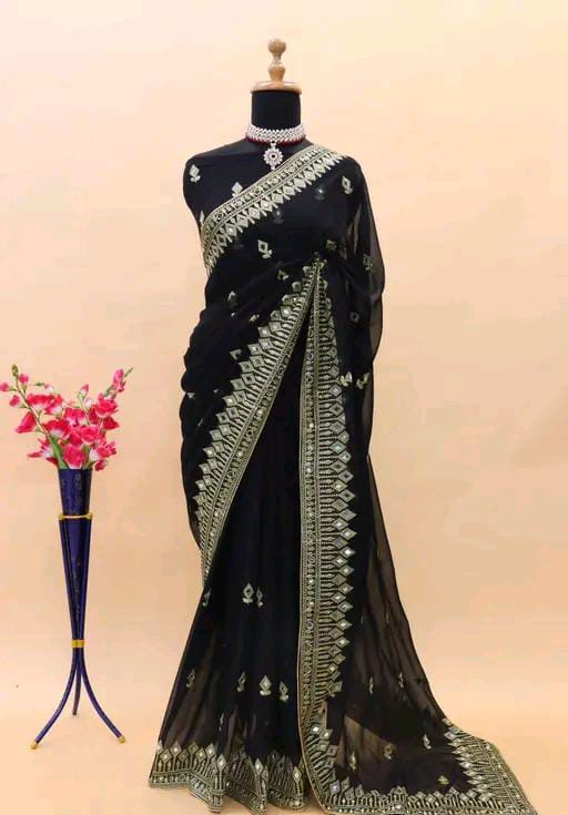 HEAVY EMBROIDERED GEORGETTE SAREE