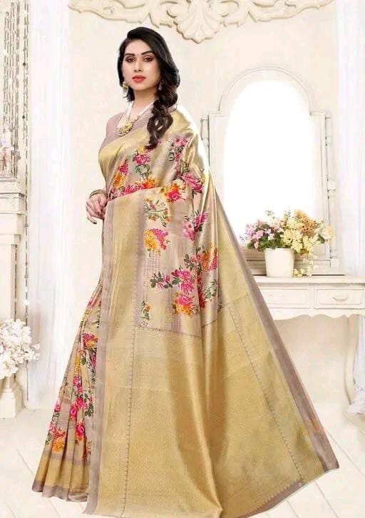 FLORAL PRINTED BLEND SAREE