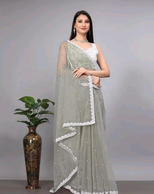 TRENDING NET STONE SAREE