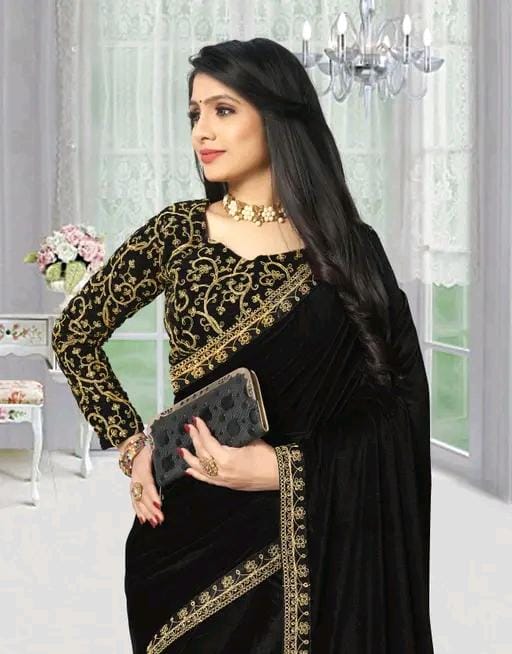PARTY WEAR WOMEN'S VELVET SAREE