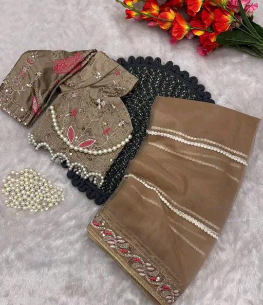 EMBROIDERED TRENDING NET SAREE