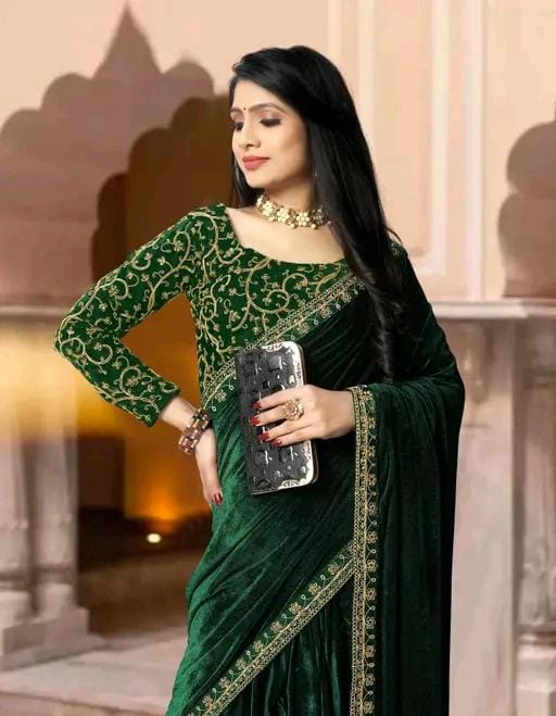 WOMEN'S VELVET SILK SAREE