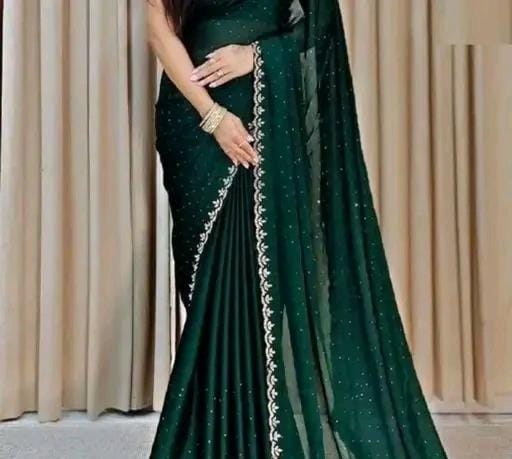 Embellished, printed Bollywood chiffon saree