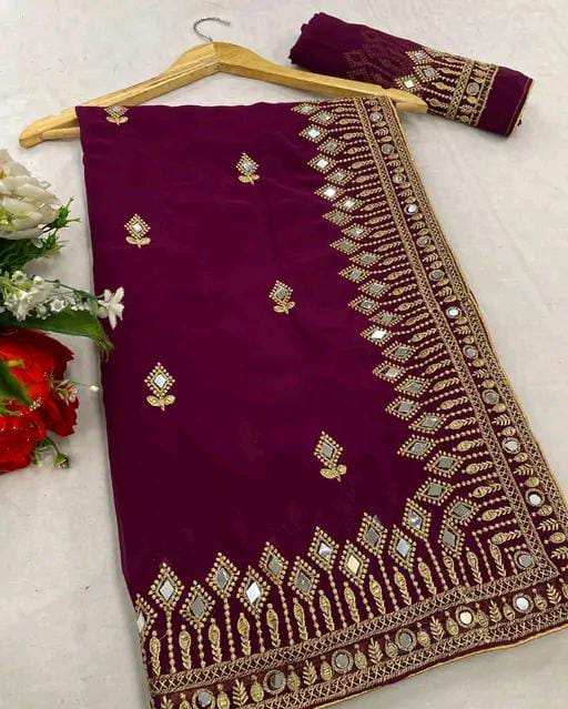 EMBROIDERED BOLLYWOOD STYLE GEORGETTE SAREE