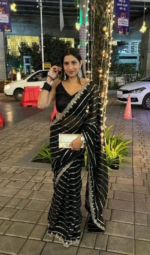 PARTY WEAR GEORGETTE SEQUENCE WORK SAREE