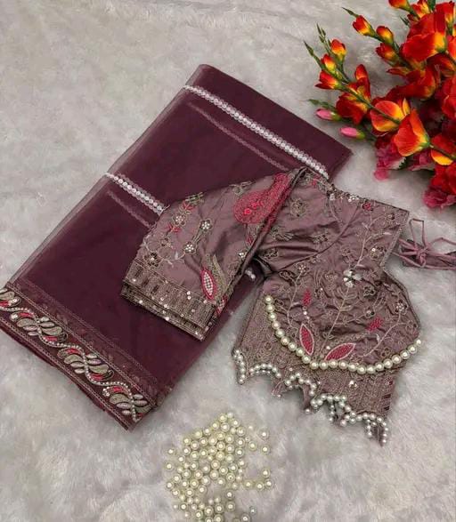 TRENDING EMBROIDERED BOLLYWOOD STYLE NET SAREE