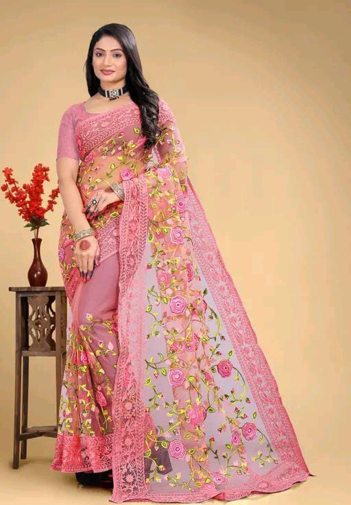 BOLLYWOOD STYLE EMBROIDERED NET SAREE