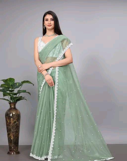 Trending net stone saree