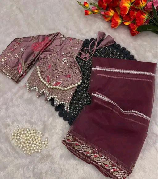 TRENDING EMBROIDERED BOLLYWOOD STYLE NET SAREE