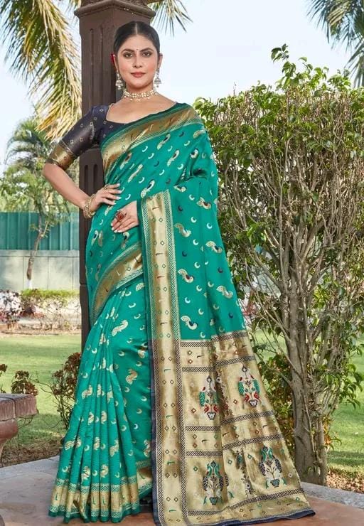 Cotton silk jacquared saree with unstitched blouse