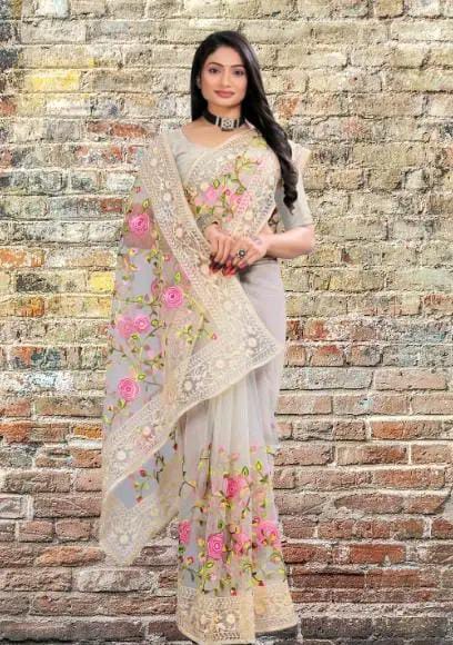 EMBROIDERED BOLLYWOOD NET SAREE