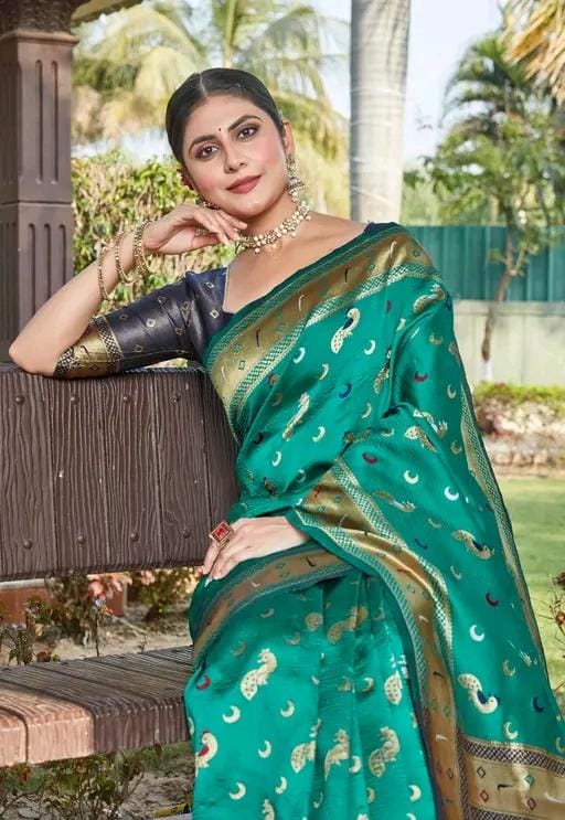 Cotton silk jacquared saree with unstitched blouse