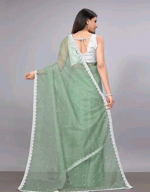 Trending net stone saree