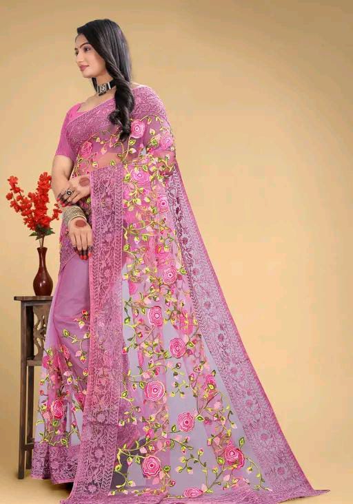 BOLLYWOOD STYLE EMBROIDERED NET SAREE