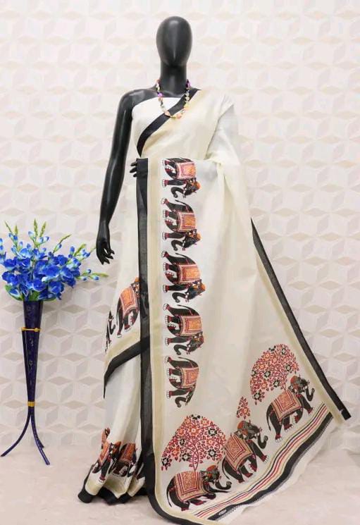 FLORAL PRINTED BLEND SAREE